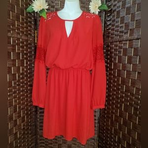 Express Dress color Red long sleeves good condition